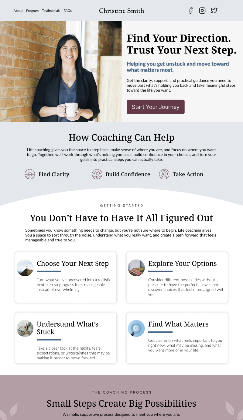 Christine Smith Life Coach responsive website screenshot