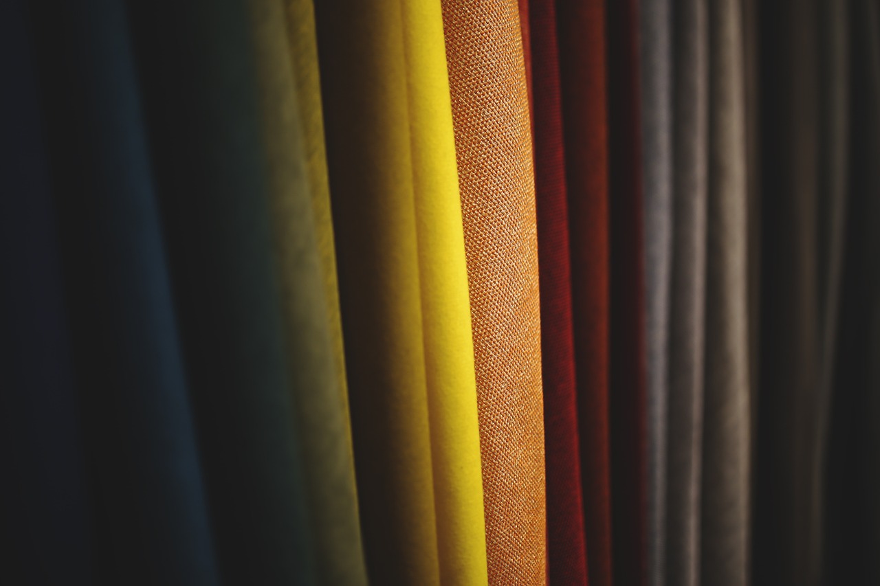 Draped velvet and wool fabrics
