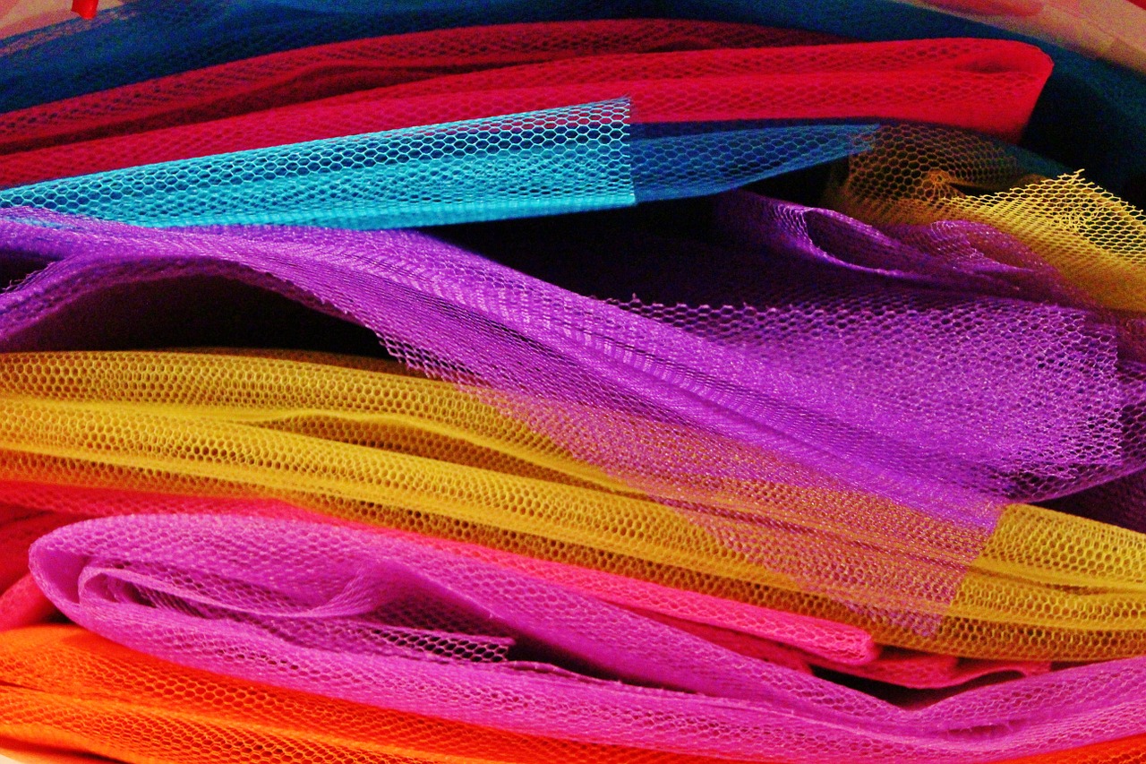 Folded tulle in bright colors