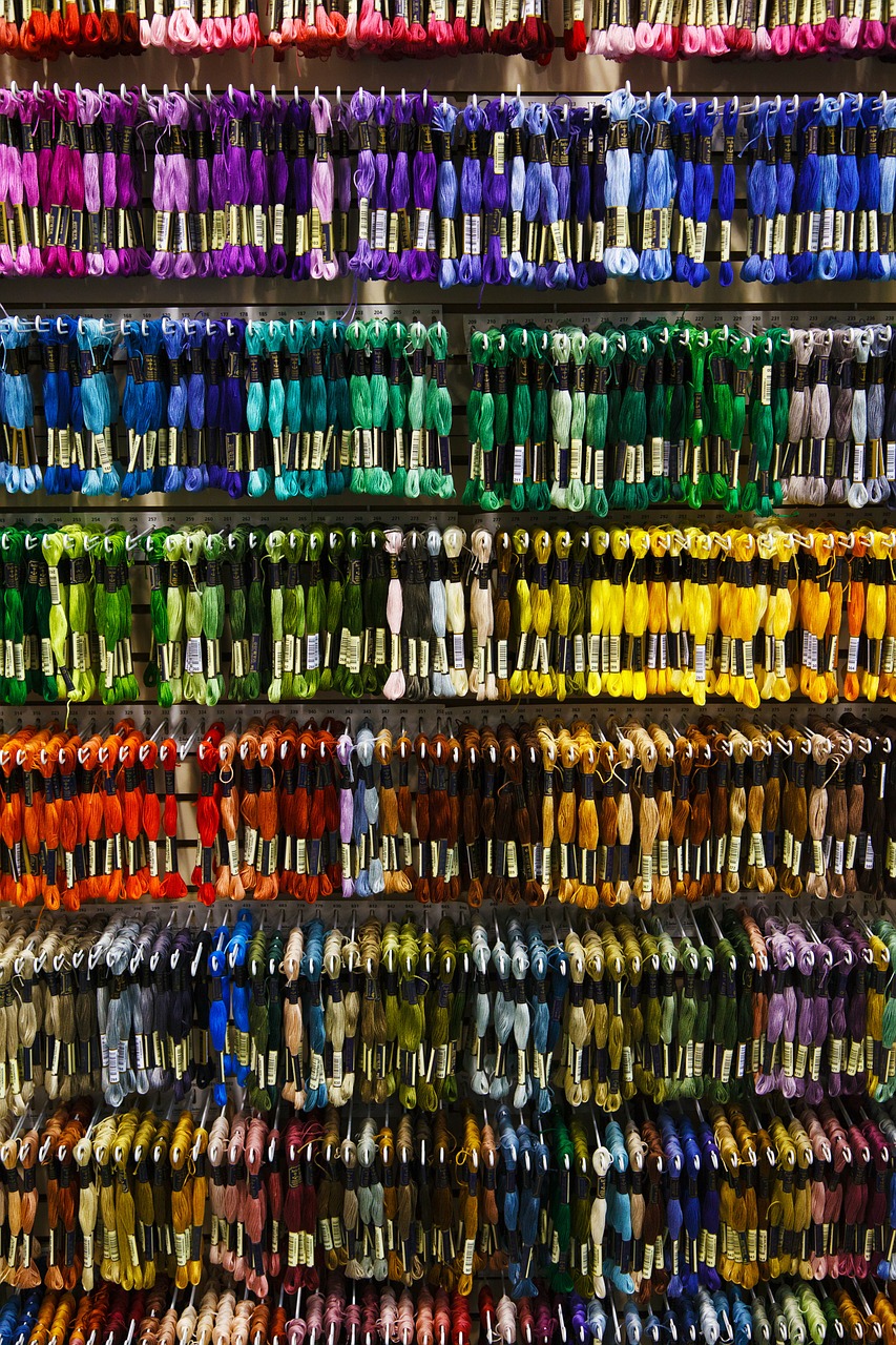 Rack of embroidery thread
